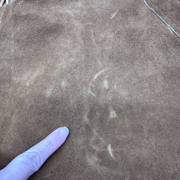 Vintage Suede Leather Poncho Western Brown Fringe Handmade Unisex Southwestern - Picture 8 of 10